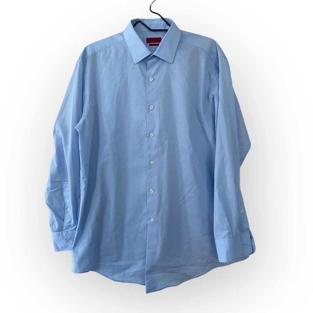 Alfani Blue Fitted Stretch Button Down Dress Shirt Men’s Size 16.5 32-33